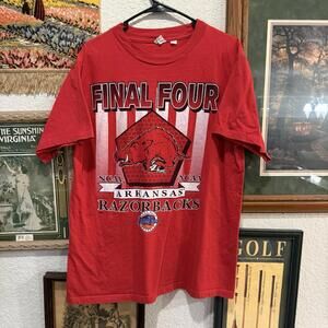 NEW Vintage 1995 ARKANSAS RAZORBACKS NCAA BASKETBALL Final Four Mens T Shirt XL‎